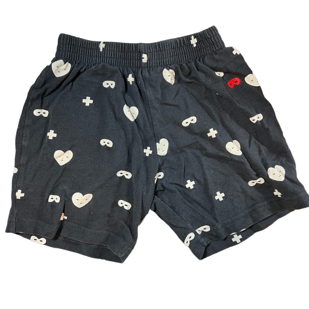 Beau Loves Kids Shorts Size‎ 4-5Y Black Hero Mask Heart Print 100% Cotton